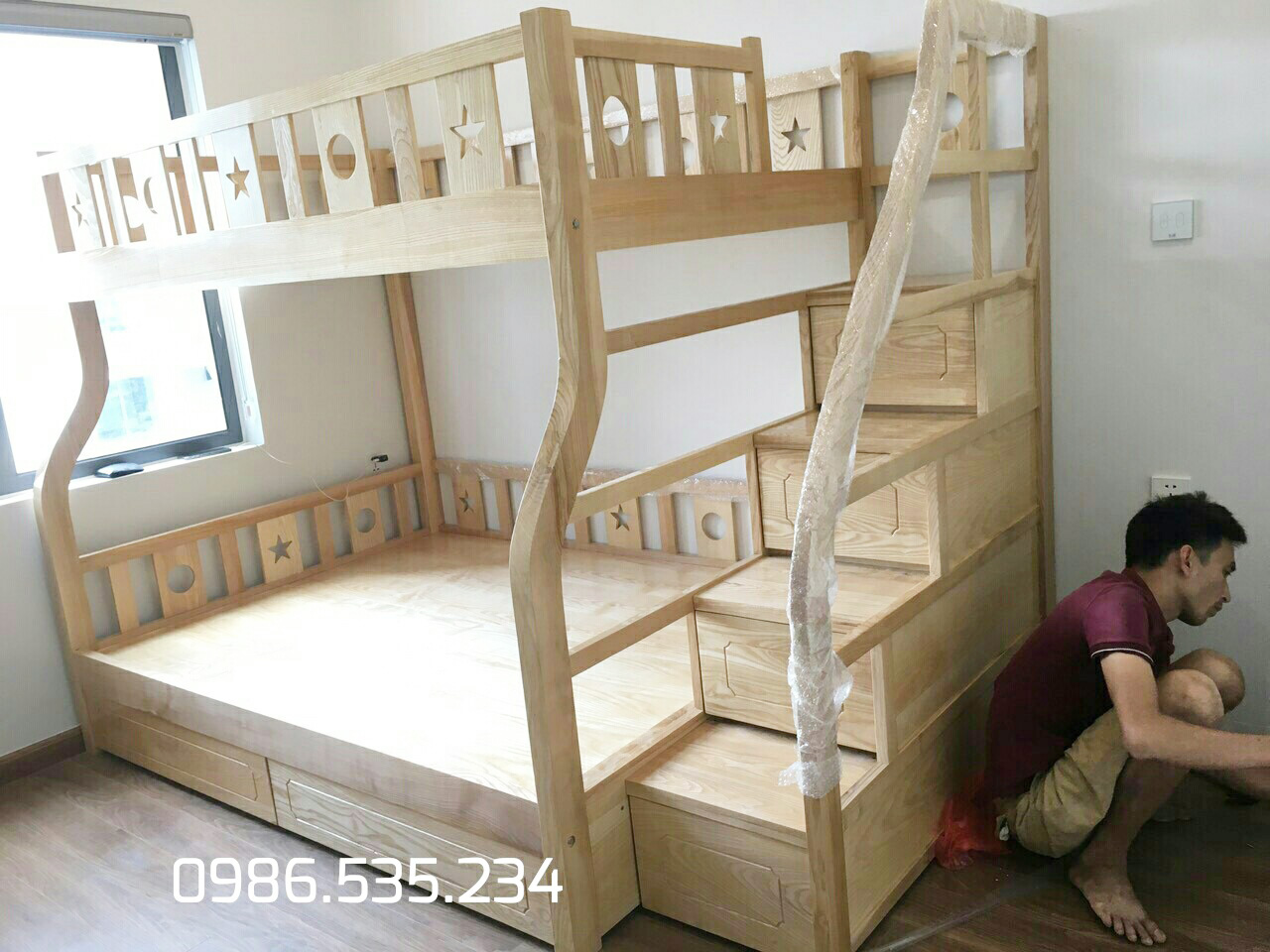 Giường tầng gỗ Sồi giá rẻ tại Nghệ An, Hà Tĩnh, Quảng Bình, Quảng Trị